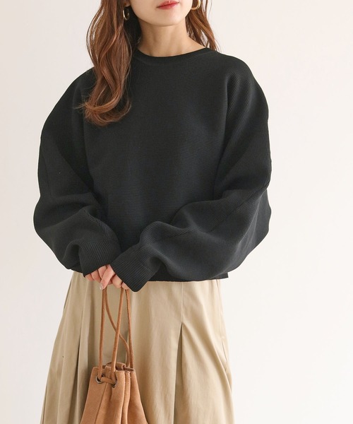 HER CLOSET(ハークローゼット)の「【shemoshelly】ドルマンスリーブダンボールニット(ニット/セーター・レディース・ライトグレー/ブラック/サックスブルー/ライトパープル/グレイッシュベージュ・M)」の9枚目の写真