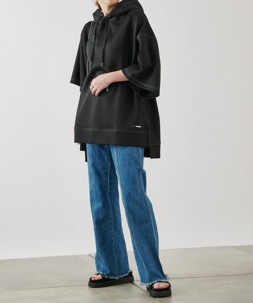 COLONY 2139(コロニートゥーワンスリーナイン)の「エアリーダンボール半袖パーカー(パーカー・メンズ・ホワイト/ブラック/サックスブルー・MEDIUM/LARGE)」の19枚目の写真