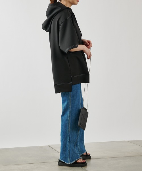 COLONY 2139(コロニートゥーワンスリーナイン)の「エアリーダンボール半袖パーカー(パーカー・メンズ・ホワイト/ブラック/サックスブルー・MEDIUM/LARGE)」の15枚目の写真