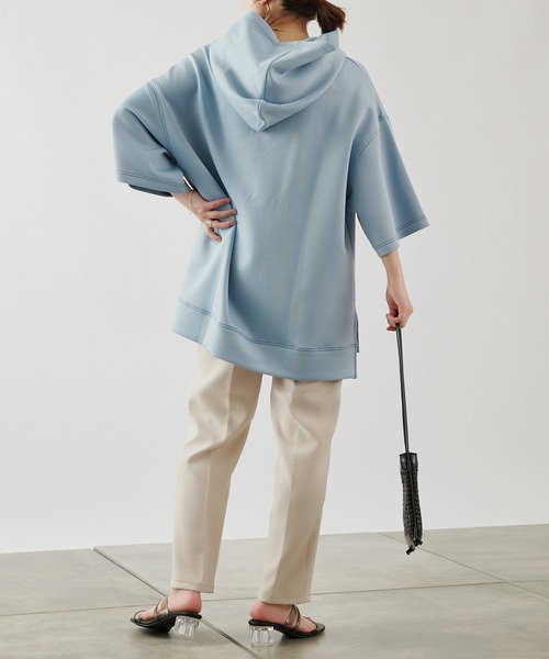 COLONY 2139(コロニートゥーワンスリーナイン)の「エアリーダンボール半袖パーカー(パーカー・メンズ・ホワイト/ブラック/サックスブルー・MEDIUM/LARGE)」の6枚目の写真