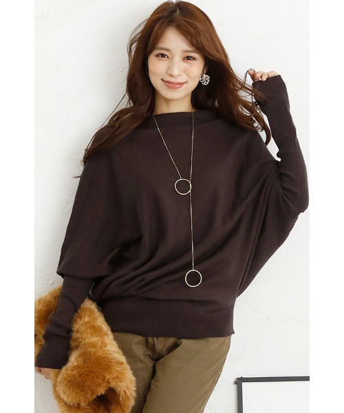 リブスリーブアシンメトリーニット（ニット/セーター）｜ElegChic（エレグシック）