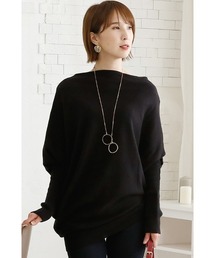 リブスリーブアシンメトリーニット