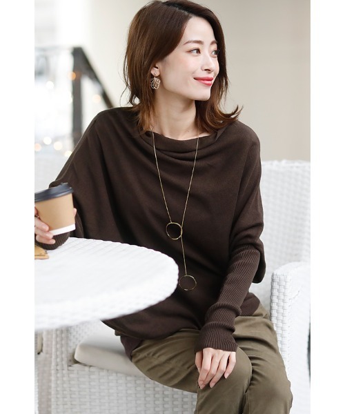 ElegChic(エレグシック)の「リブスリーブアシンメトリーニット(ニット/セーター・レディース・ライトグレー/ブラウン/ブラック・4L/M/XL)」の17枚目の写真