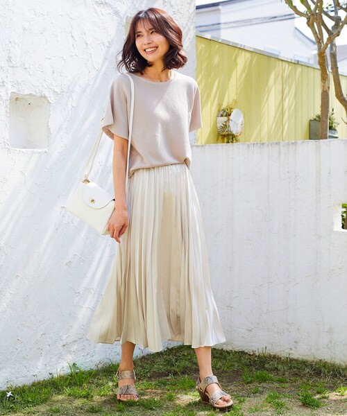 Sporty & Rich プリーツスカート アイボリー ANY（エニィ）の「【洗える】ダブルプリーツ スカート（スカート