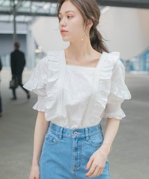 Heather | コットンフリル半袖ブラウス　948903(シャツ/ブラウス)