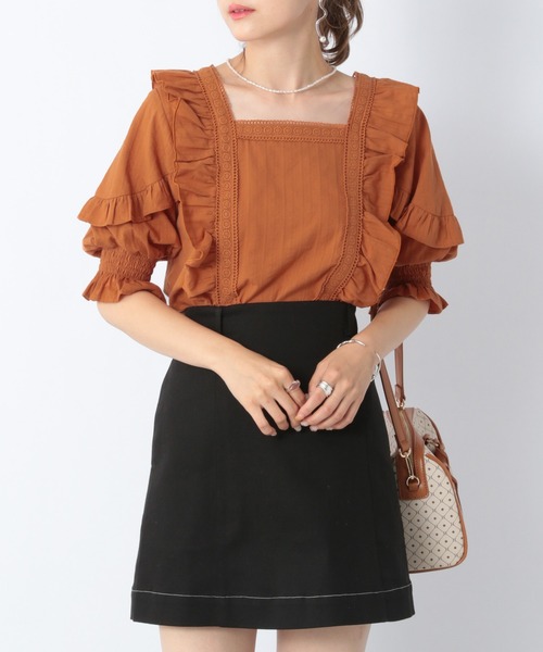 Heather（ヘザー）の「コットンフリル半袖ブラウス　948903（シャツ/ブラウス・レディース・ホワイト/ブラック/グレー系/オレンジ/ブラック系その他/ホワイト系その他/ミント/ブラック系/オフホワイト・FREE）」の9枚目の写真