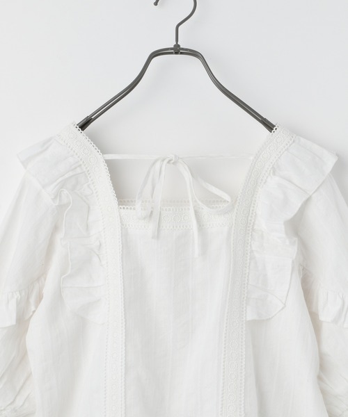 Heather（ヘザー）の「コットンフリル半袖ブラウス　948903（シャツ/ブラウス・レディース・ホワイト/ブラック/グレー系/オレンジ/ブラック系その他/ホワイト系その他/ミント/ブラック系/オフホワイト・FREE）」の21枚目の写真