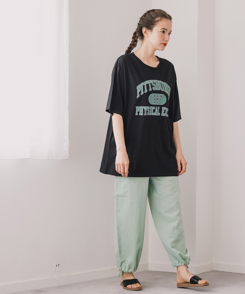 niko and...（ニコアンド）の「アソートロゴロング丈Tシャツ（Tシャツ/カットソー・レディース・クリーム/チャコール/オフホワイト/ブラック・FREE）」の12枚目の写真