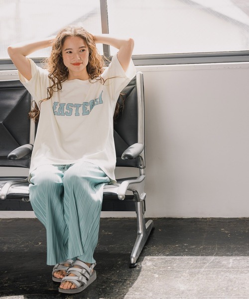 niko and...（ニコアンド）の「アソートロゴロング丈Tシャツ（Tシャツ/カットソー・レディース・クリーム/チャコール/オフホワイト/ブラック・FREE）」の5枚目の写真