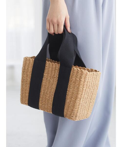 Green　Parks（グリーンパークス）の「・ワイドテープかごバッグ＊（かごバッグ・レディース・キャメル/ブラック・FREE）」の5枚目の写真