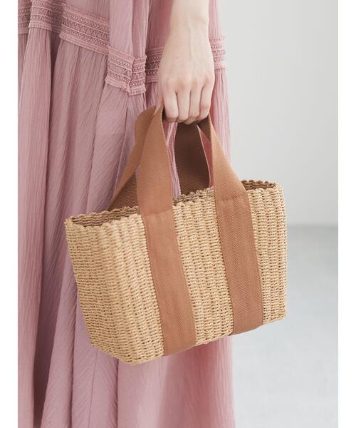 Green　Parks（グリーンパークス）の「・ワイドテープかごバッグ＊（かごバッグ・レディース・キャメル/ブラック・FREE）」の3枚目の写真