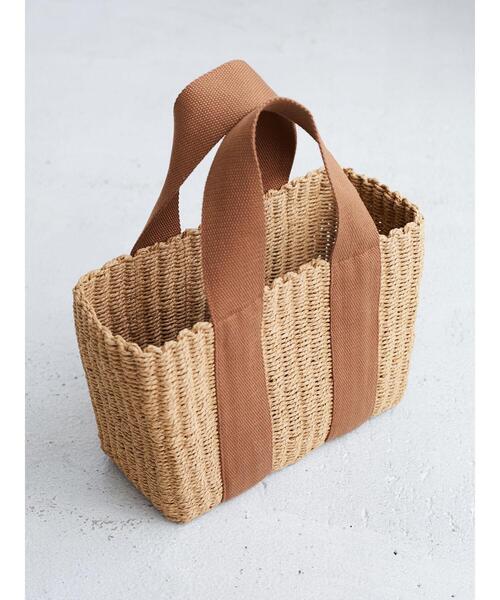 Green　Parks（グリーンパークス）の「・ワイドテープかごバッグ＊（かごバッグ・レディース・キャメル/ブラック・FREE）」の9枚目の写真