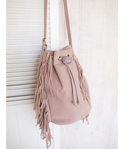 To the sea（トゥーザシー）の「コンチョフリンジ巾着バック（ショルダーバッグ・レディース・ベージュ/ブラウン/アイボリー・FREE）」の3枚目の写真