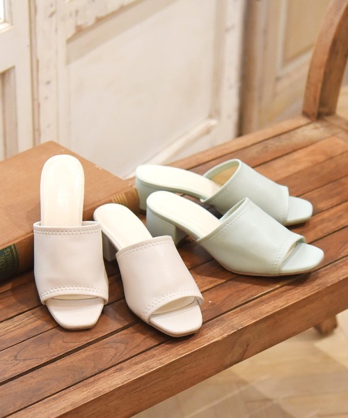 NOFALL(ノーフォール)の「ソフトレザースクエアトゥミュールサンダル(サンダル・レディース・ブラック/ベージュ/グレー/ピンク/ブルー・LL/3L/SS/S/M/L)」の3枚目の写真