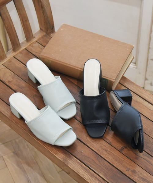 NOFALL(ノーフォール)の「ソフトレザースクエアトゥミュールサンダル(サンダル・レディース・ブラック/ベージュ/グレー/ピンク/ブルー・LL/3L/SS/S/M/L)」の4枚目の写真