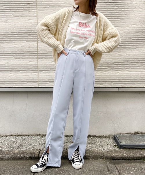 at12:03（アットイチニーゼロサン）の「【カラバリ豊富】センタースリットカラースラックス（スラックス・レディース・ブラック/ピンク/ブルー/イエロー/グリーン・M）」の12枚目の写真