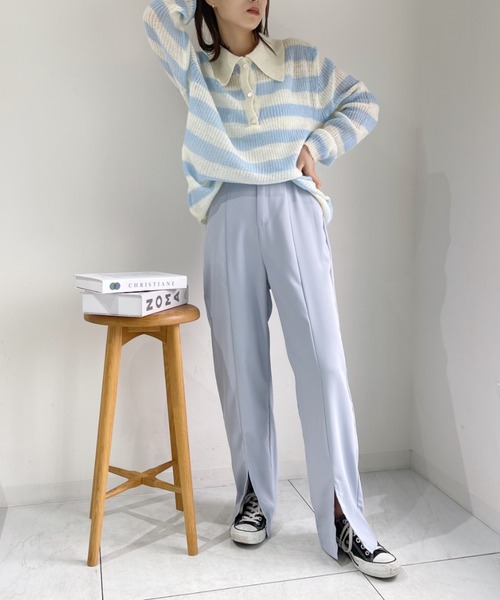 at12:03（アットイチニーゼロサン）の「【カラバリ豊富】センタースリットカラースラックス（スラックス・レディース・ブラック/ピンク/ブルー/イエロー/グリーン・M）」の15枚目の写真