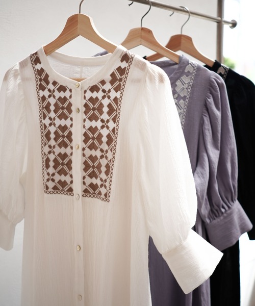 archives（アルシーヴ）の「【入荷禁止】ボリューム袖刺繍ワンピース＋ペチコートSET（ワンピース・レディース・ブルー/オフホワイト/ブラック・MEDIUM）」の14枚目の写真