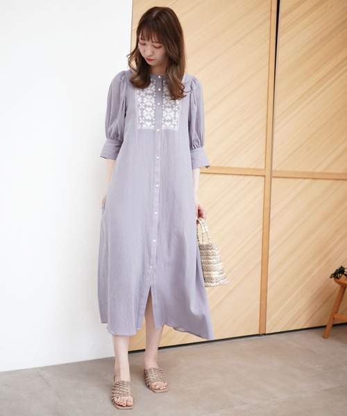 archives（アルシーヴ）の「【入荷禁止】ボリューム袖刺繍ワンピース＋ペチコートSET（ワンピース・レディース・ブルー/オフホワイト/ブラック・MEDIUM）」の7枚目の写真