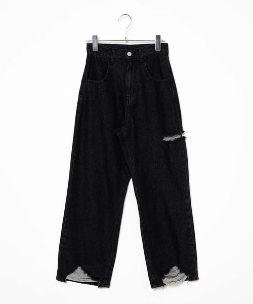 DuKKah（デュカ）の「dukkah/【低身長向け】クラッシュストレートパンツ（デニムパンツ・レディース・ブラック/ライトインディゴブルー・X-SMALL）」の12枚目の写真