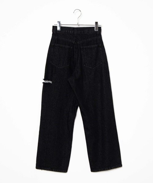 DuKKah（デュカ）の「dukkah/【低身長向け】クラッシュストレートパンツ（デニムパンツ・レディース・ブラック/ライトインディゴブルー・X-SMALL）」の13枚目の写真