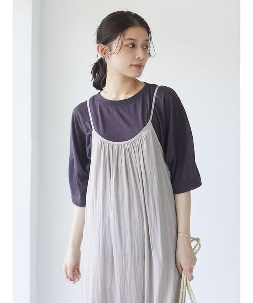 Green Parks(グリーンパークス)の「麻ブレンドゆるカットプルオーバー*(Tシャツ/カットソー・レディース・オフホワイト/ベージュ/チャコールグレー/グリーン/ピンク/ブルー・FREE)」の18枚目の写真