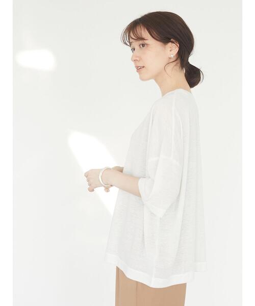 Green Parks(グリーンパークス)の「麻ブレンドゆるカットプルオーバー*(Tシャツ/カットソー・レディース・オフホワイト/ベージュ/チャコールグレー/グリーン/ピンク/ブルー・FREE)」の12枚目の写真