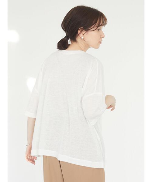 Green Parks(グリーンパークス)の「麻ブレンドゆるカットプルオーバー*(Tシャツ/カットソー・レディース・オフホワイト/ベージュ/チャコールグレー/グリーン/ピンク/ブルー・FREE)」の8枚目の写真