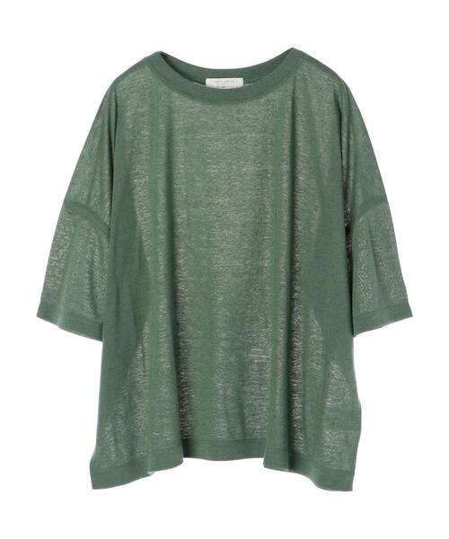 Green Parks(グリーンパークス)の「麻ブレンドゆるカットプルオーバー*(Tシャツ/カットソー・レディース・オフホワイト/ベージュ/チャコールグレー/グリーン/ピンク/ブルー・FREE)」の4枚目の写真