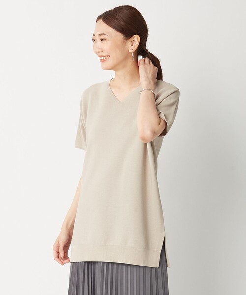 J.PRESS(ジェイプレス)の「【洗える】フォールコットンヤーン ニット(ニット/セーター・レディース・ベージュ系/ネイビー系/ワイン系/スモーキーグリーン系・F)」の1枚目の写真