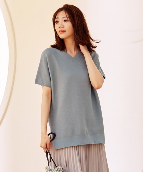 J.PRESS(ジェイプレス)の「【洗える】フォールコットンヤーン ニット(ニット/セーター・レディース・ベージュ系/ネイビー系/ワイン系/スモーキーグリーン系・F)」の2枚目の写真