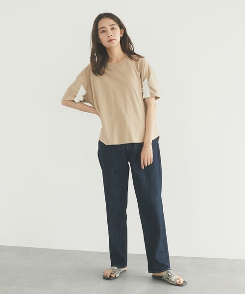 CRAFT STANDARD BOUTIQUE(クラフトスタンダードブティック)の「袖スピンドルTシャツ *(Tシャツ/カットソー・レディース・オフホワイト/ブラック/ベージュ・FREE)」の4枚目の写真