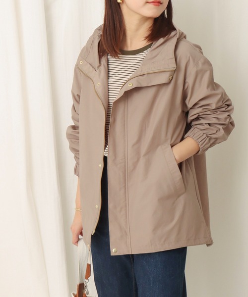 libelle more（リベル モア）の「《撥水加工》 裾ドロストミドル丈ブルゾン（マウンテンパーカー・レディース・カーキ/モカ/ブラック/グレイッシュベージュ/ネイビー/ベージュ・M/L）」の3枚目の写真