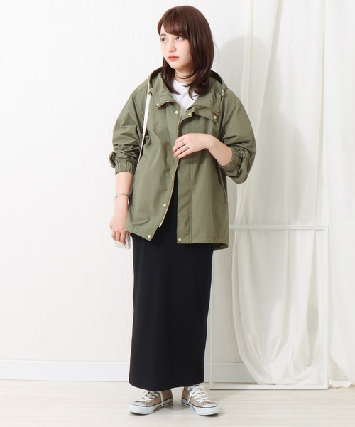 libelle more（リベル モア）の「《撥水加工》 裾ドロストミドル丈ブルゾン（マウンテンパーカー・レディース・カーキ/モカ/ブラック/グレイッシュベージュ/ネイビー/ベージュ・M/L）」の14枚目の写真