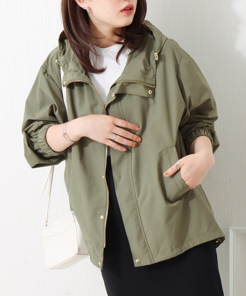 libelle more（リベル モア）の「《撥水加工》 裾ドロストミドル丈ブルゾン（マウンテンパーカー・レディース・カーキ/モカ/ブラック/グレイッシュベージュ/ネイビー/ベージュ・M/L）」の16枚目の写真