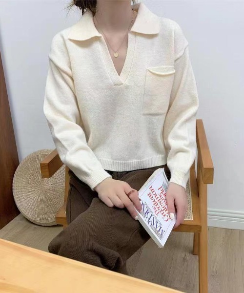 50％オフ　RomaRo ベージュ Vネック セーター 50％オフ RomaRo ベージュ Vネック セーター 50％オフ RomaRo ベージュ