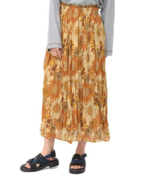 チチカカ（チチカカ）の「リンクルボタニカルスカート（スカート・レディース・ピンク/グリーン/マスタード・FREE）」の8枚目の写真