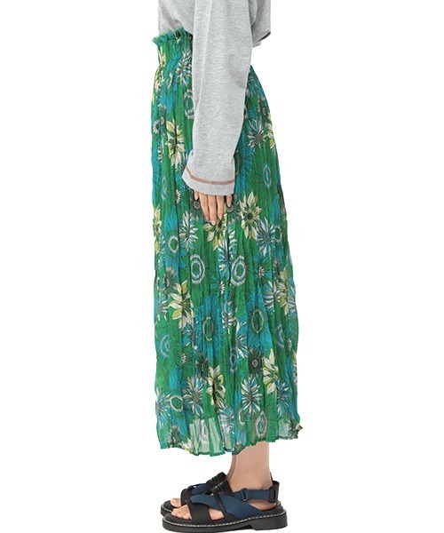 チチカカ（チチカカ）の「リンクルボタニカルスカート（スカート・レディース・ピンク/グリーン/マスタード・FREE）」の10枚目の写真