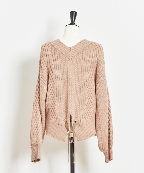 NOELA（ノエラ）の「ケーブル編みカーデ（カーディガン/ボレロ・レディース・ブラウン/オフホワイト/サックスブルー・FREE）」の19枚目の写真