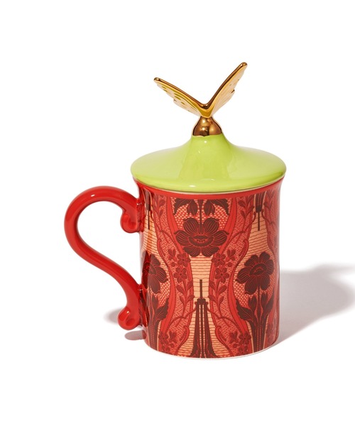 セール】ANNA SUI フタ付きマグ レースフラワー レッド（食器
