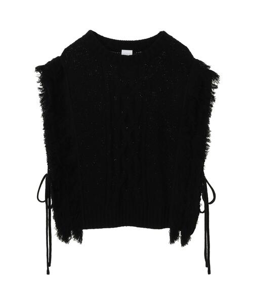 GARAGE OF GOOD CLOTHING（ガレージオブグッドクロージング）の「フリンジケーブルベスト＊（ニット/セーター・レディース・ホワイト/ベージュ系その他2/ブラック・FREE）」の14枚目の写真