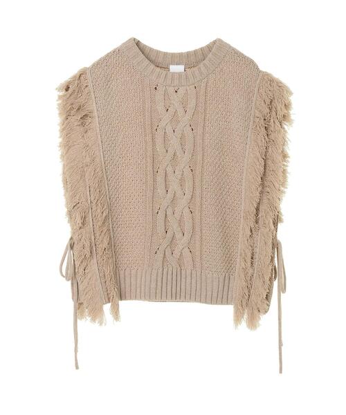GARAGE OF GOOD CLOTHING（ガレージオブグッドクロージング）の「フリンジケーブルベスト＊（ニット/セーター・レディース・ホワイト/ベージュ系その他2/ブラック・FREE）」の13枚目の写真
