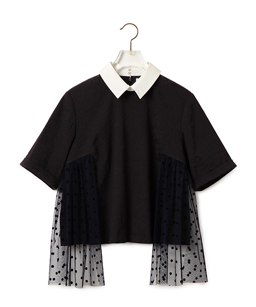 CAROLINA GLASER（カロリナ グレイサー）の「CAROLINA GLASER / ジャカードチュール トップス（シャツ/ブラウス・レディース・クリーム/ネイビー・ONE SIZE）」の13枚目の写真