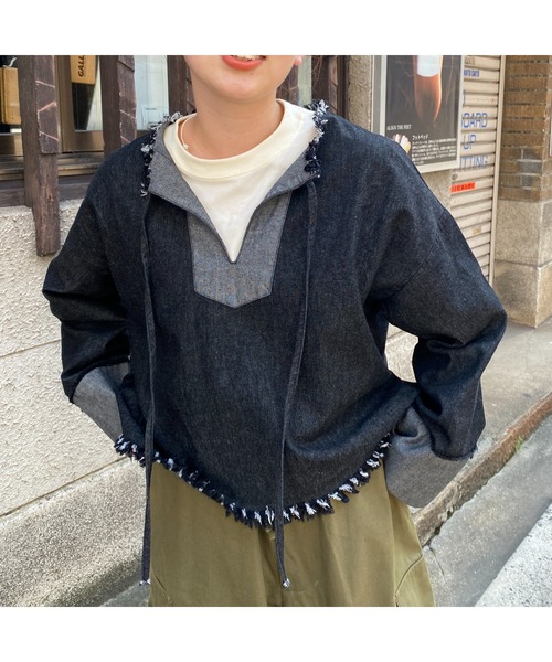 CPCM（シーピーシーエム）の「メキシカンフリンジプルオーバー（Tシャツ/カットソー・レディース・ブラック/ブルー・FREE）」の2枚目の写真