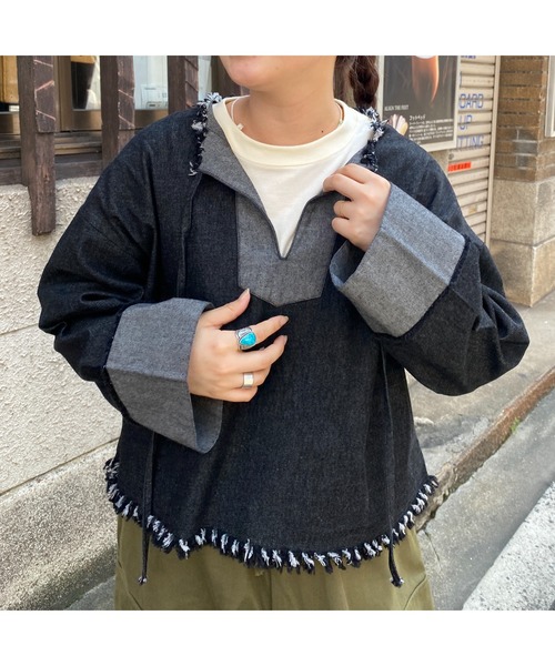 CPCM（シーピーシーエム）の「メキシカンフリンジプルオーバー（Tシャツ/カットソー・レディース・ブラック/ブルー・FREE）」の6枚目の写真