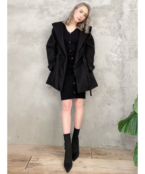 GYDA（ジェイダ）の「リブニットソックスショートブーツ（ブーツ・レディース・ブラック/ベージュ・MEDIUM/LARGE/SMALL）」の15枚目の写真