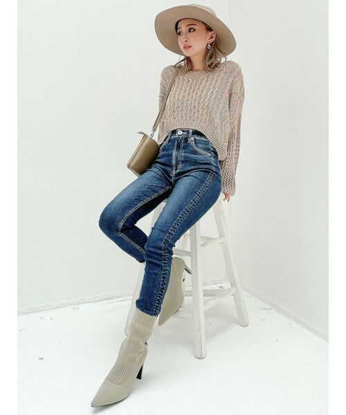 GYDA（ジェイダ）の「リブニットソックスショートブーツ（ブーツ・レディース・ブラック/ベージュ・MEDIUM/LARGE/SMALL）」の18枚目の写真