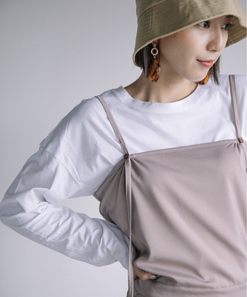 Chaco closet(チャコ クローゼット)の「サテン素材キャミサロペット(サロペット/オーバーオール・レディース・ブラック/ベージュ/グレー・FREE)」の14枚目の写真