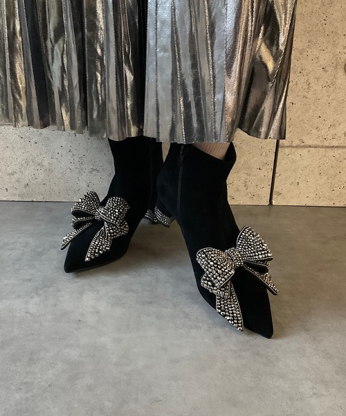 Jeffrey Campbell（ジェフリーキャンベル）の「ビッグリボンショートブーツ（ブーツ・レディース・ブラック・38/36/37/39/35）」の5枚目の写真