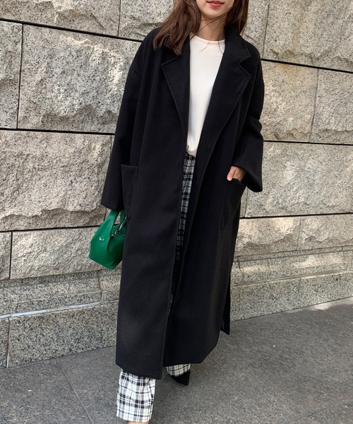 KOBE LETTUCE（コウベレタス）の「オーバーサイズロングガウンコート（チェスターコート・レディース・ブラック/ブルー/ホワイト系その他/ベージュ系その他/グリーン・S/M）」の3枚目の写真